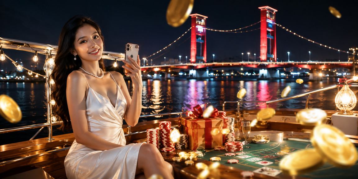 Pemain menikmati permainan baccarat live casino di tepi pantai dengan suasana santai