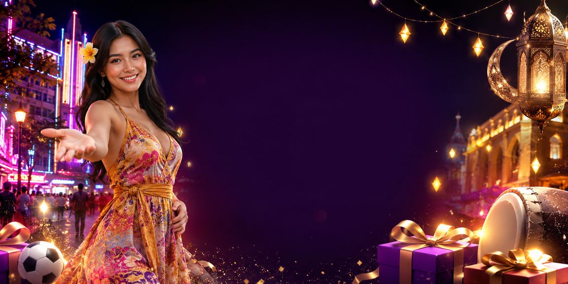Tampilan neon berwarna cerah di latar malam dengan visualisasi deposit bonus yang menarik